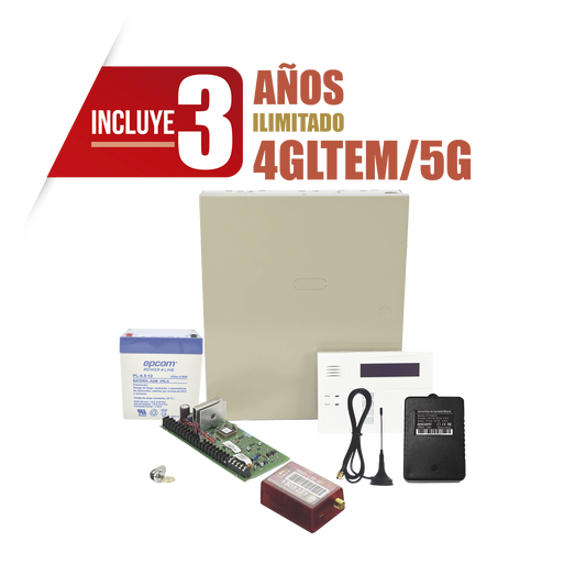 VISTA48MN01/60RF3Y (3 Años 4GLTEM/5G ILIMITADO INCLUIDO)  Kit Vista48LA con comunicador 4GLTEM/5G MN01, Teclado, Gabinete, Batería y Transformador