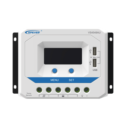 VS-4548-AU - Controlador Solar de Carga PWM 12/24/36/48 V 45 A, Salida USB, con Display