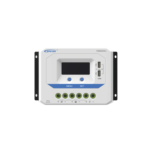 VS-6024-AU - Controlador Solar de Carga PWM 12/24V 60 A, Salida USB, con Display