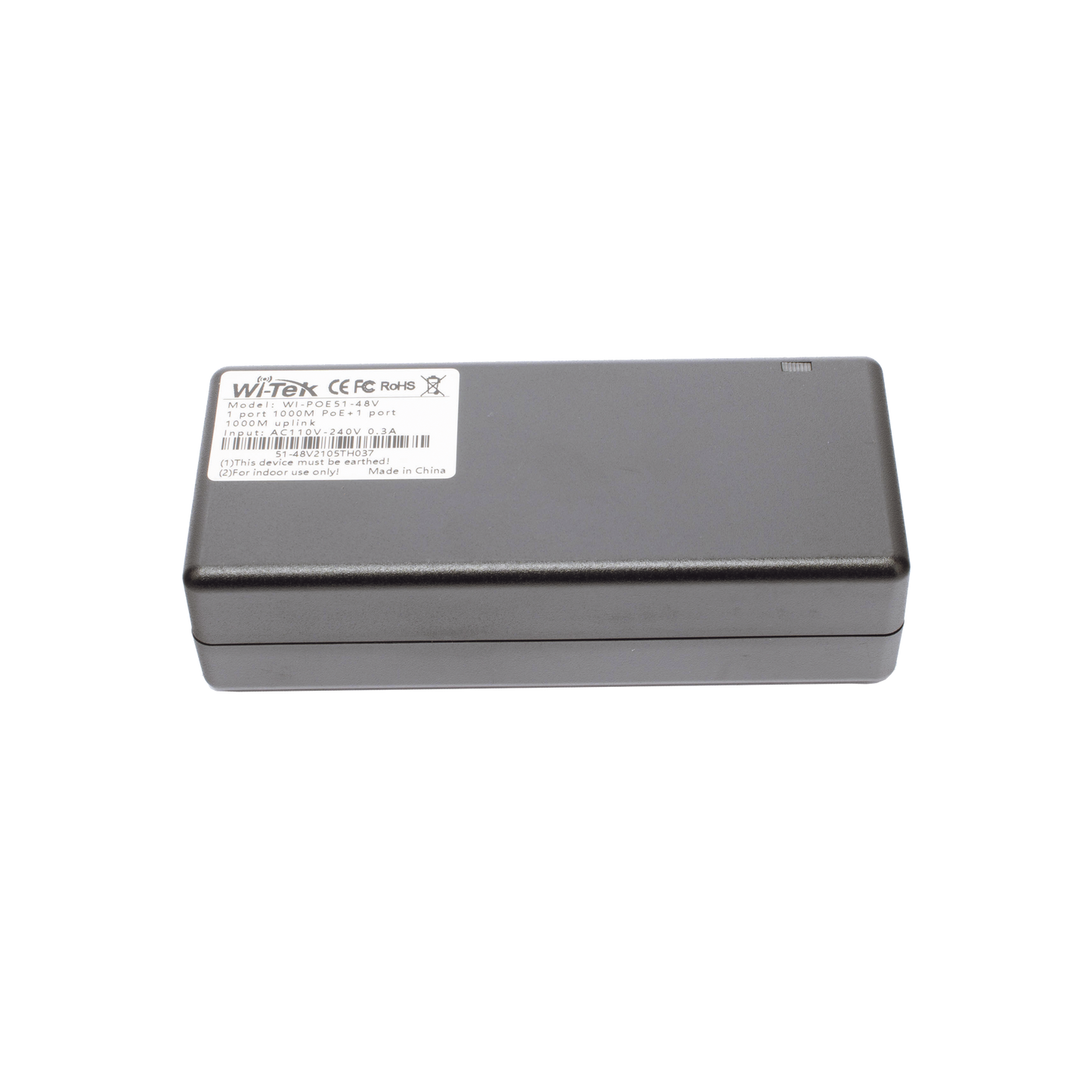 WI-POE51-48V Inyector PoE 30W / PoE 802.3 af/at / 48V / Conexión plug and play / Alcance de hasta 100 metros / Aplicaciones CCTV