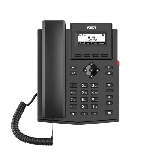 X301G - Teléfono IP empresarial para 2 lineas SIP con pantalla LCD,  Puertos Gigabit, Códec Opus, conferencia de 6 vías, PoE.