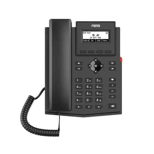X301P - Teléfono IP empresarial para 2 lineas SIP con pantalla LCD, Códec Opus, conferencia de 3 vías, PoE.