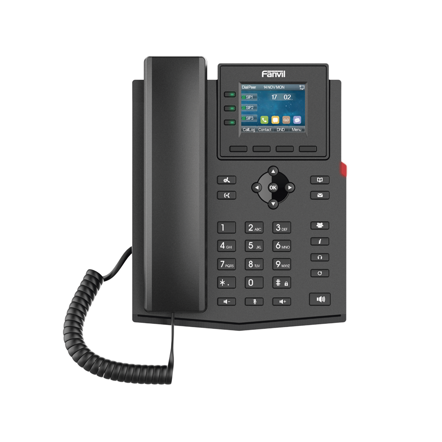 X303P - Teléfono IP empresarial para 4 líneas SIP con pantalla LCD de 2.4 pulgadas a color, Opus y conferencia de 3 vías, PoE.