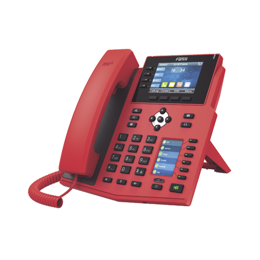 X5U-R Teléfono IP Empresarial con Estándares Europeos, 16 lineas SIP con pantalla LCD de 3.5 a color, 6 teclas DSS/BLF, puertos Gigabit, IPv6, Opus y conferencia de 3 vías, PoE/DC (incluye fuente).