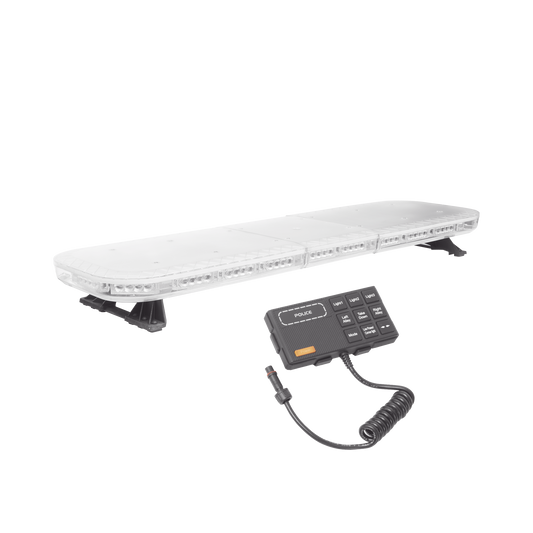 X67-RBA - Barra de luces de 47" rojo/azul, 88 LED, con control de tráfico en color ámbar, ideal para equipar unidades de seguridad publica