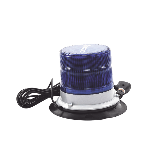 X7960BVM - Baliza led pulso, 12-24vdc, 11 patrones de flash, montaje de imán de vacío, azul