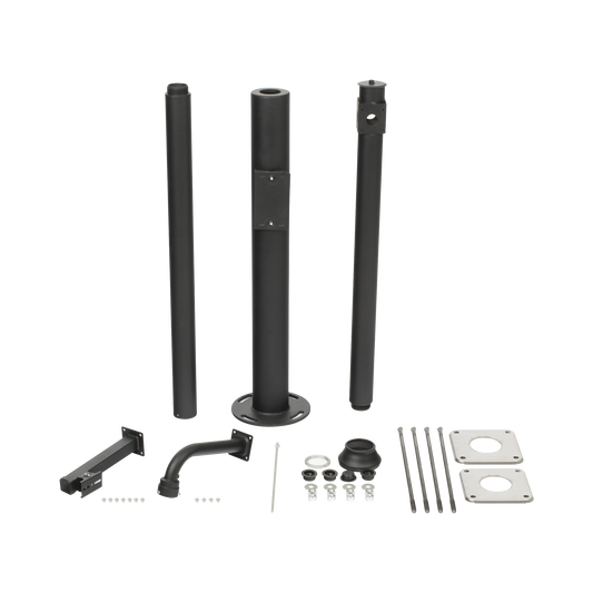XGA-POLE-3M Poste Seccionado de 3 Metros / Especializado para la Instalación de Videovigilancia / Incluye Base de Cimentación y Brazo para Cámara PTZ / Color Negro