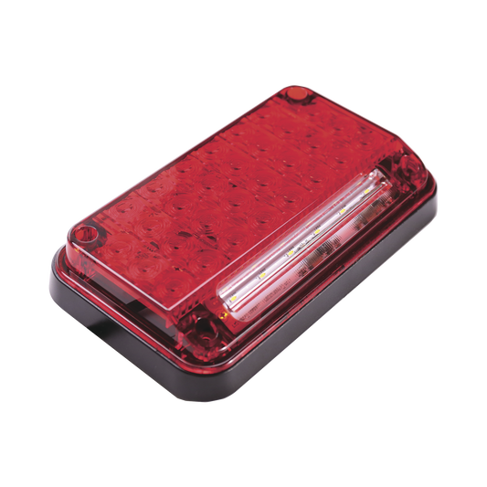 XLTE2335R - Luz de Advertencia de 7X4", Color Rojo, Con Luz de Trabajo, Ideal para Ambulancias