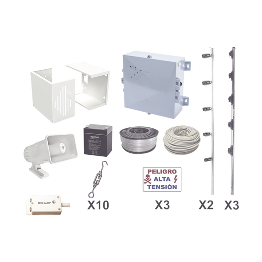 YPROKIT25F KIT ESENCIAL PARA 25Mts PERIMETRALES DE CERCO ELÉCTRICO PARA PROTECCIÓN DE ROBOS EN CASAS, NEGOCIOS, BODEGAS,ETC.