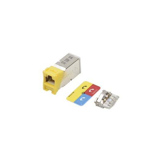 Z6A-S05 - Jack Z-Max Cat6A, Blindado, Montaje H�brido en Placa de Pared (Plano y Angulado), Color Amarillo