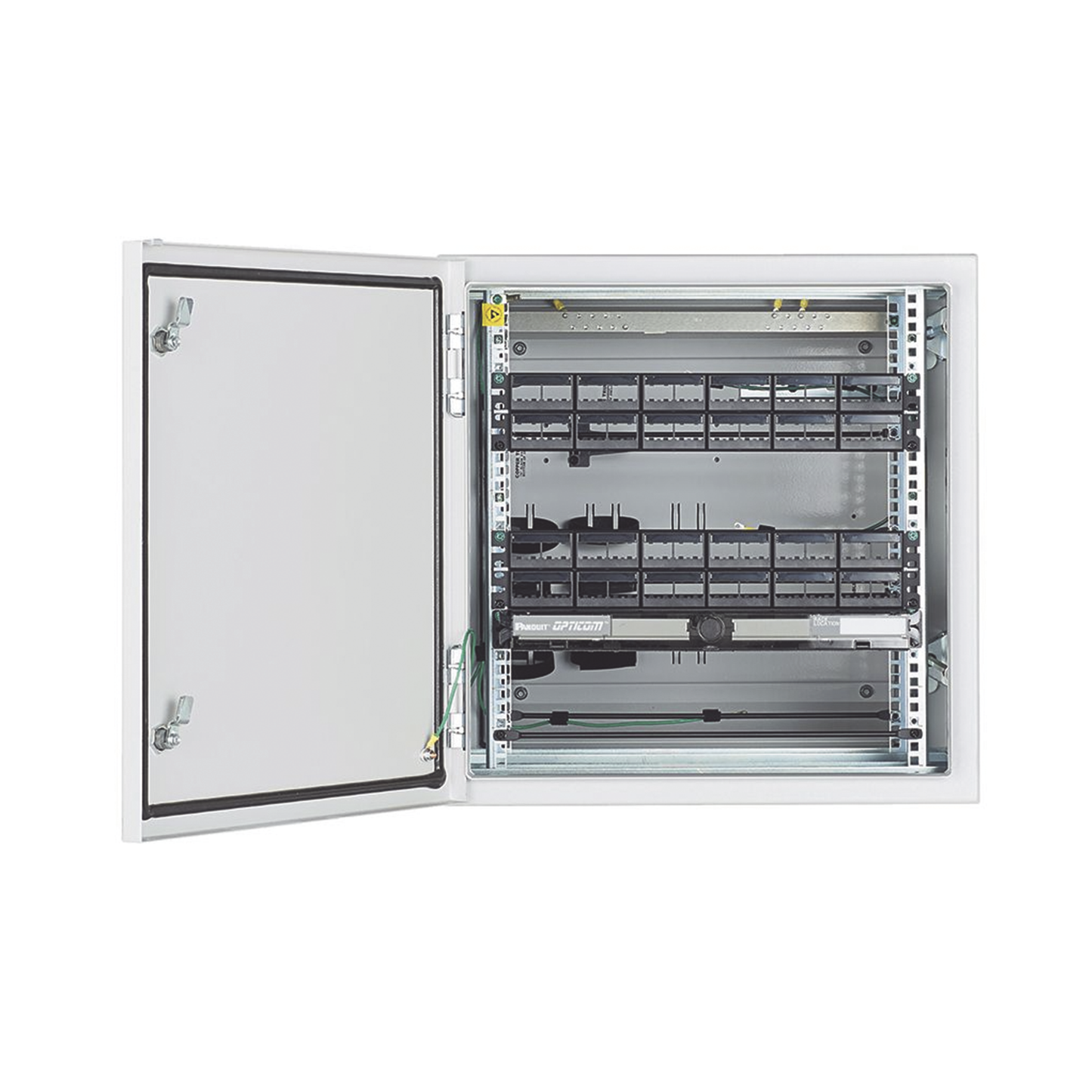 ZDF242430 Gabinete Industrial Preconfigurado de Montaje en Pared, Fabricado en Acero Bajo en Carbono, Protección NEMA 4/4X/12 IP66, de 12 UR, Color Gris