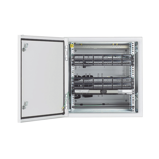 ZDF242430 Gabinete Industrial Preconfigurado de Montaje en Pared, Fabricado en Acero Bajo en Carbono, Protección NEMA 4/4X/12 IP66, de 12 UR, Color Gris