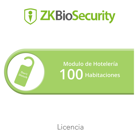 ZK-BS-HOTEL-100 Licencia para ZKBiosecurity para modulo de hoteleria para 100 habitaciones