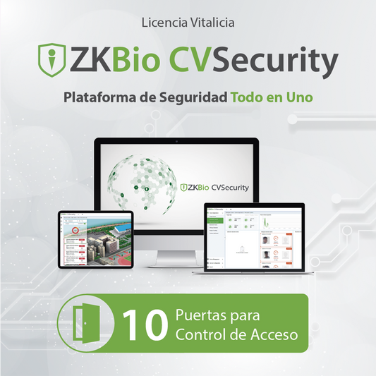 ZKCVACP10 Licencia para ZKBio CVsecurity permite gestionar hasta 10 puertas para control de acceso