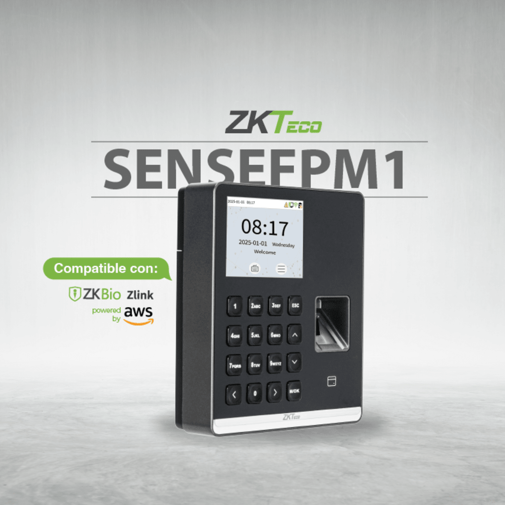 SENSEFPM1 - Terminal de Asistencia SenseFP M1 / Autenticación por Huella Digital / Pantalla TFT 2.8" Color LCD / Wi-Fi IEEE802.11b/g/n / Conectividad ZKBio Zlink / Capacidad de 500 Usuarios / Actualización de Firmware en Línea