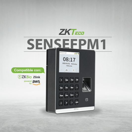 SENSEFPM1 - Terminal de Asistencia SenseFP M1 / Autenticación por Huella Digital / Pantalla TFT 2.8" Color LCD / Wi-Fi IEEE802.11b/g/n / Conectividad ZKBio Zlink / Capacidad de 500 Usuarios / Actualización de Firmware en Línea