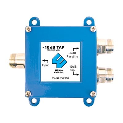 859-907 Separador TAP -10 dB con rango de frecuencia de 700 a 2500 MHz. Ideal para separar la antenas a diferentes longitudes de cable coaxial. 50 Ohm con conectores N Hembra.