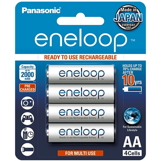 BK3MCCE4BT6 - Batería Recargable AA 1.2V ENELOOP / Ni-HM / Paquete de 4 Baterías