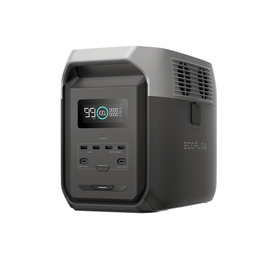 EFD31500 - Estación de Energía Portátil Delta 3 1536Wh Litio LFP / 6 AC 1800 W (Max. 3600W) / 2 USB-C 100W / Capacidad para Aumentar Respaldo / Cargador de Coche 10A a 12.6V / Conectividad WiFi y Bluetooth (App) / Carga Solar 500W Max.