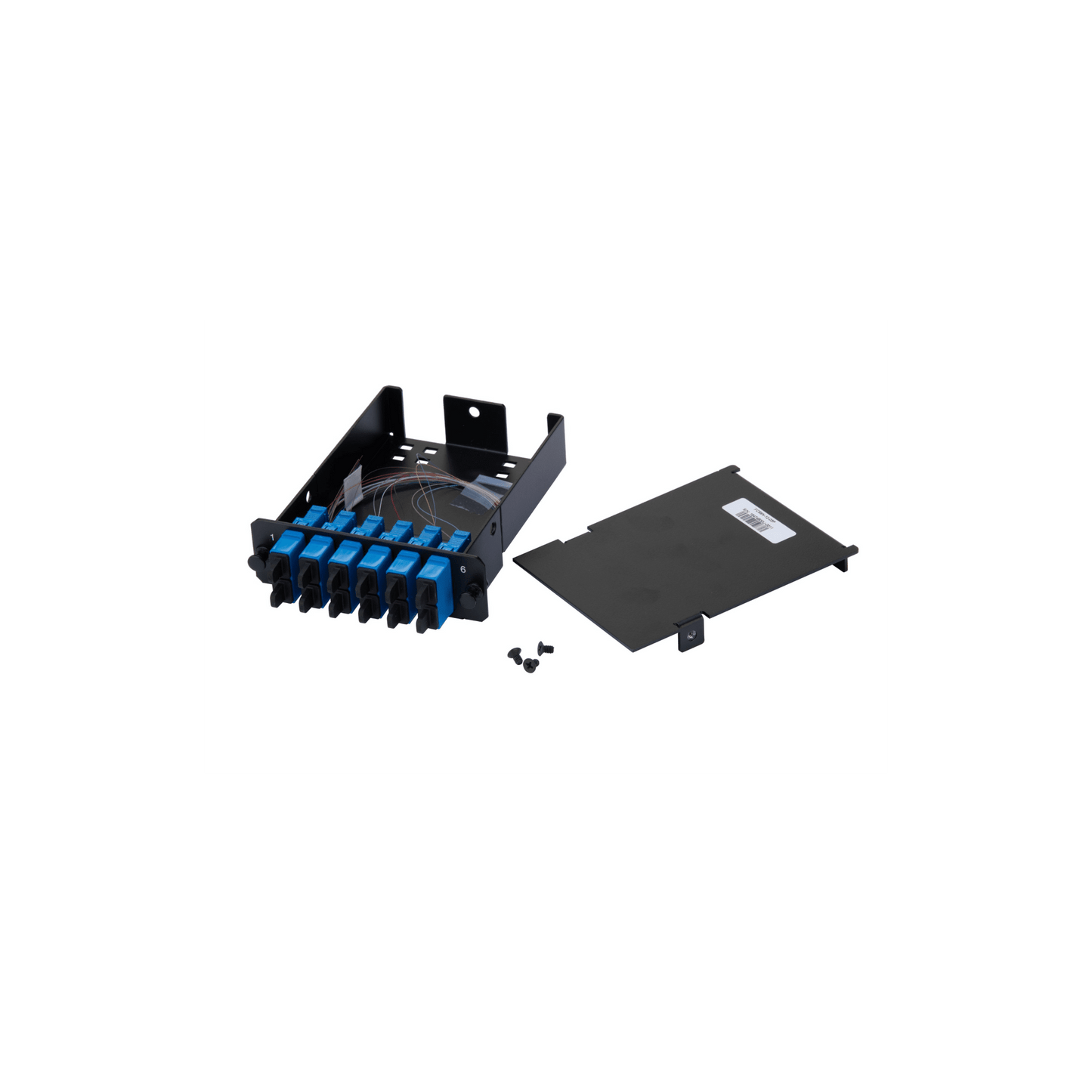 FCS9N-12-03P - Placa Acopladora de Fibra �ptica FAP, Con 12 Pigtails y 6 Conectores SC Duplex (12 Fibras), Para Fibra Monomodo OS1/OS2, Color Azul