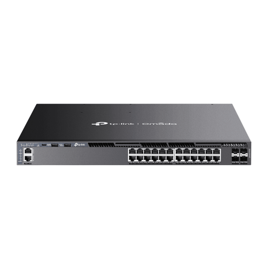 SG6428XHP - Switch Omada L3 SDN Administrable / 24 puertos PoE af/at Gigabit y 4 puertos SFP+ / Presupuesto PoE 720W / Funciones RIP, VRRP, Servidor DHCP / Administración centralizada OMADA / Fuente Redundante