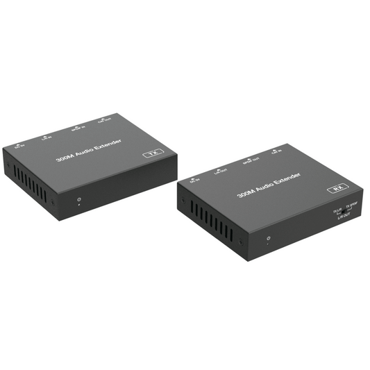 EPC-EDA300S - Extensor de Audio | Digital Óptico y Analógico | Transmisión hasta 300 m | Soporte 48/96/192 kHz | Selección de salida en receptor | Función POC bidireccional | Plug-and-Play | Ideal para HDTV, AVR y sistemas multizona