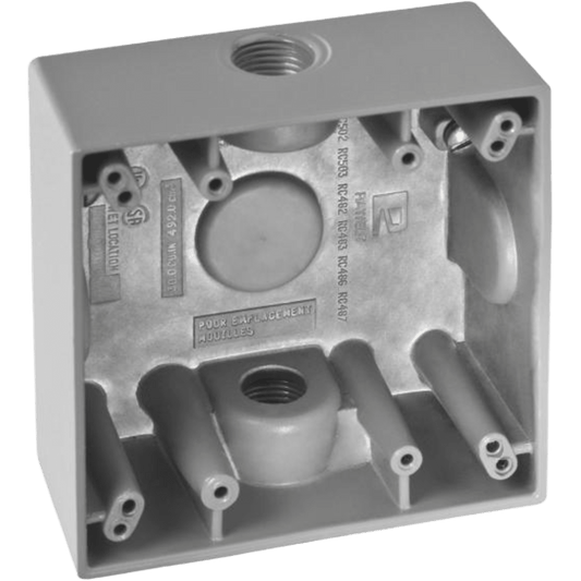 RC-0483-M - Caja Cuadra de 3/4" a Prueba de Intemperie/ Cuenta con 2 salidas / Con Orejas para Montaje.