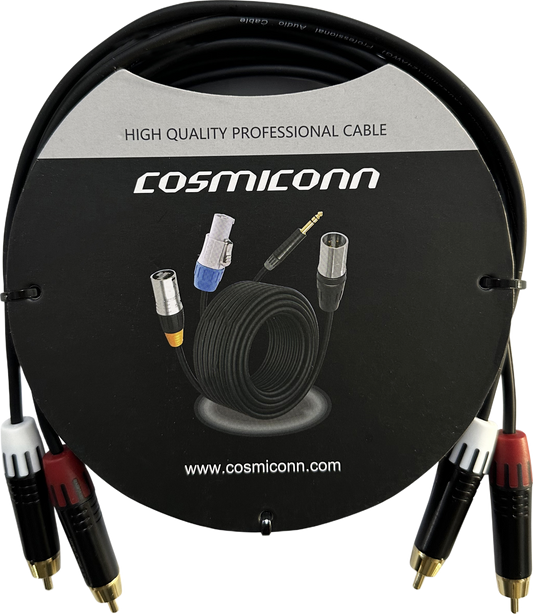 CRC032RM2RM3001 - Cable 2 RCA x 2 RCA, conectores negros, con diferenciador de blanco y rojo (2x MT380-RD - 2x MT380-WH), length 3m