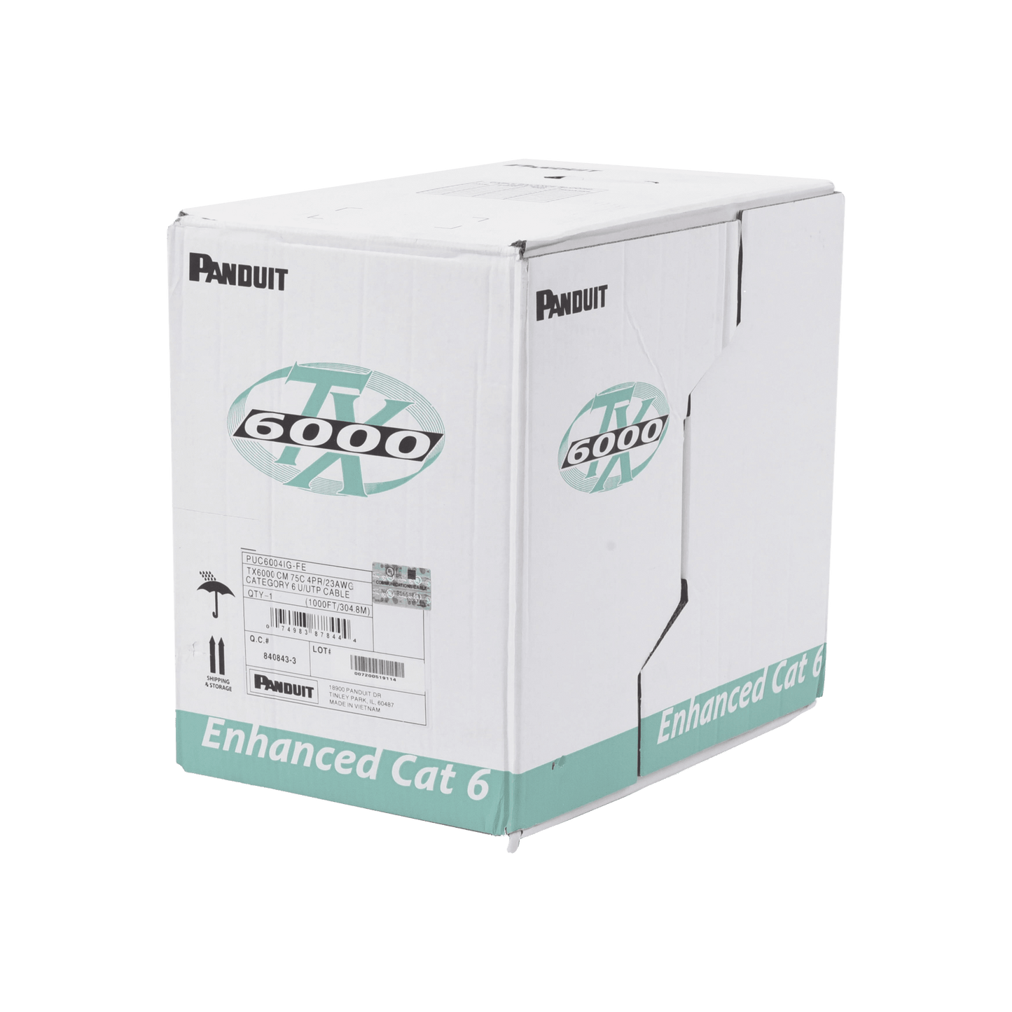 PUC6004IG-ME - Bobina de Cable UTP 305 Metros (1000 Pies) de Cobre, TX6000? PanNet, Reelex, Gris Internacional, Categoría 6 Mejorado (23 AWG), PVC (CM), de 4 Pares