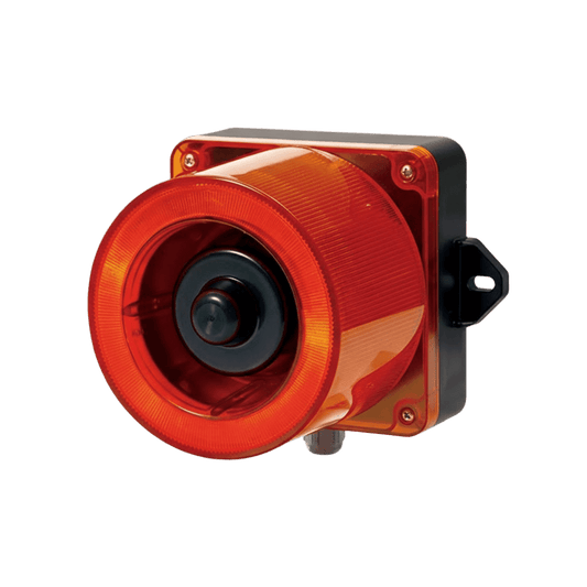 QWCD50-110240-R-LC - Combinacion de baliza LED color Rojo y sirena electrónica de 31 tonos resistente a la intemperie de volumen máx. 123 dB a 110-220 VCA