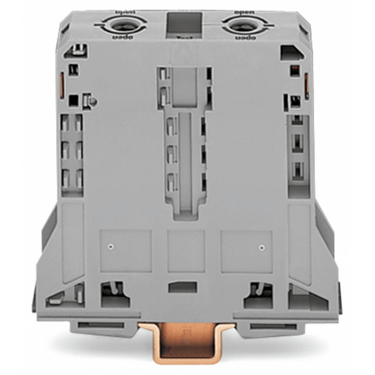 285-195 - Borna de Paso para Corrientes Elevadas, 95 mm², POWER CAGE CLAMP, 2 Puntos de Conexión, 232 A, 1000 V, Montaje Carril DIN 35x15, Gris