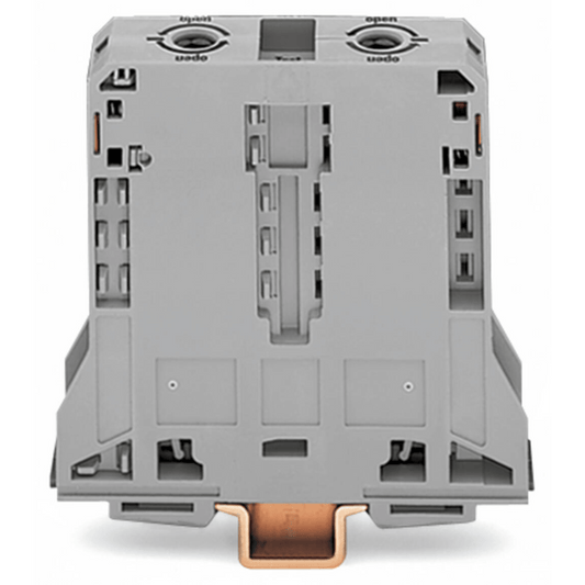 285-195 - Borna de Paso para Corrientes Elevadas, 95 mm², POWER CAGE CLAMP, 2 Puntos de Conexión, 232 A, 1000 V, Montaje Carril DIN 35x15, Gris