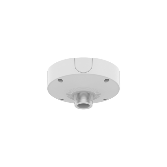 SBP-180CMB - Base de Montaje para Techo SBP-180CMB / Aluminio / Color Blanco RAL9003 / Diámetro 180 mm / Peso 970 g / Tornillo TR30 / Orificio Conduit 19.1 mm / Compatible con Múltiples Modelos Hanwha