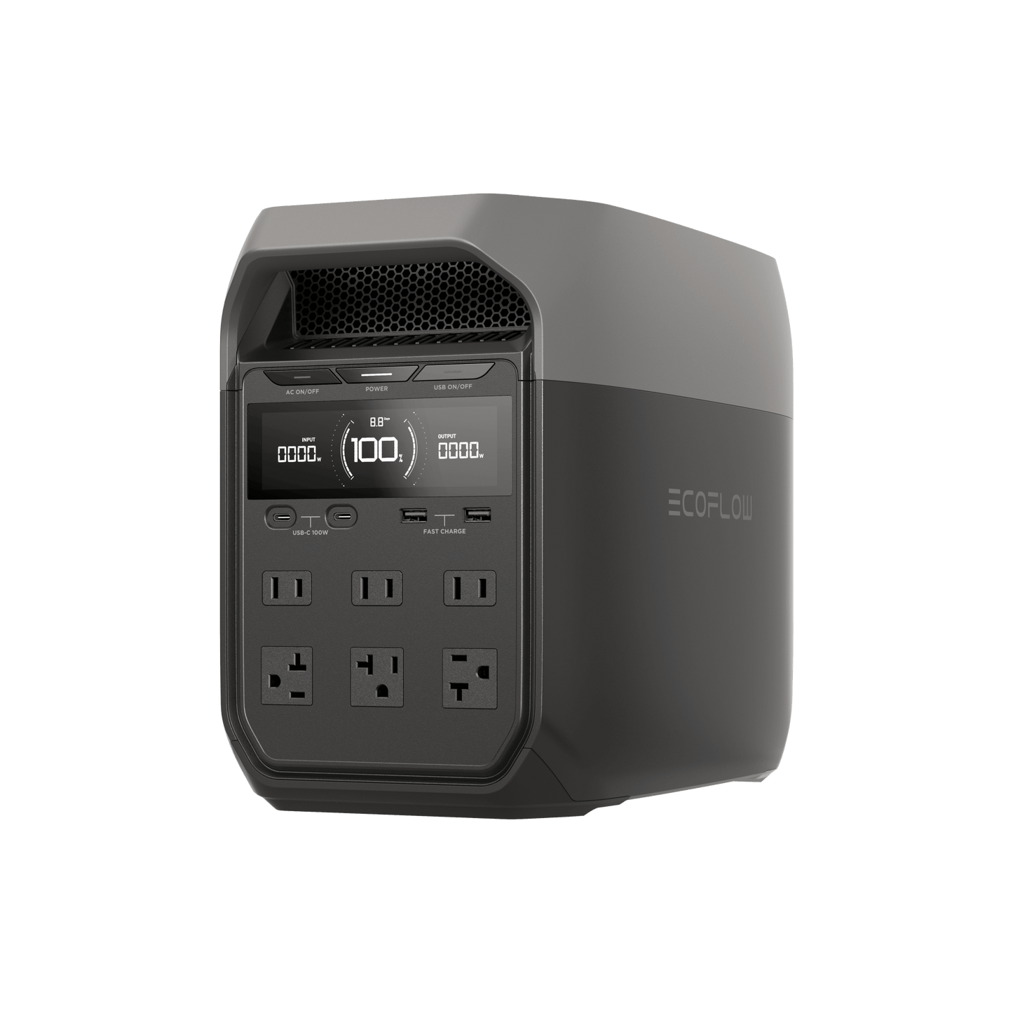 EFD3 - Estación de Energía Portátil Delta 3 1024Wh Litio LFP / 6 AC 1800 W (Max. 2200W) / 2 USB-C 100W / Capacidad para Aumentar Respaldo / Cargador de Coche 10A a 12.6V / Conectividad WiFi y Bluetooth (App) / Carga Solar 500W Max.