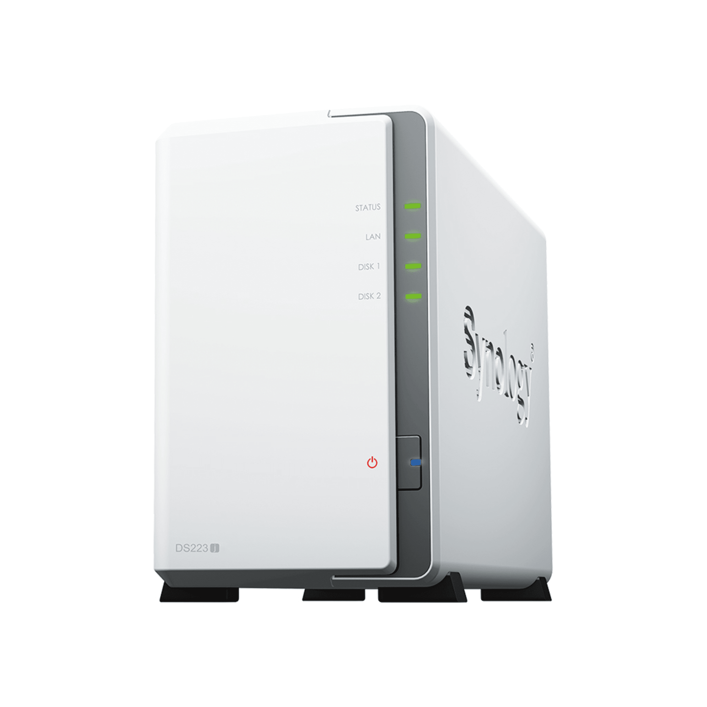 DS223J - NAS DiskStation DS223j | 2 Bahías | CPU Realtek RTD1619B 1.7 GHz | 1 GB DDR4 | Puerto 1GbE RJ-45 | USB 3.2 Gen 1 | Compatible con HDD y SSD | Synology DSM | RAID 0, 1, JBOD | SMB, AFP, NFS, FTP | Vigilancia IP
