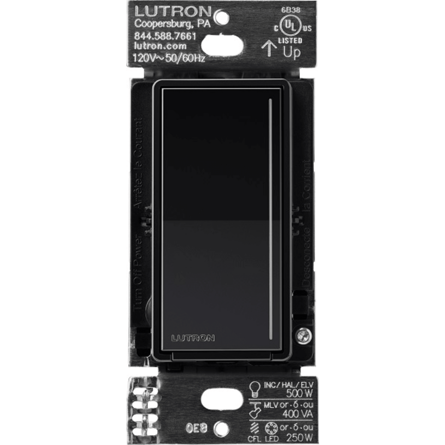 RRSTPRONBL - (RadioRa3) Atenuador táctil Sunnata Dimmer PRO color negro brillante , requiere cable neutro / soporta 250W LED