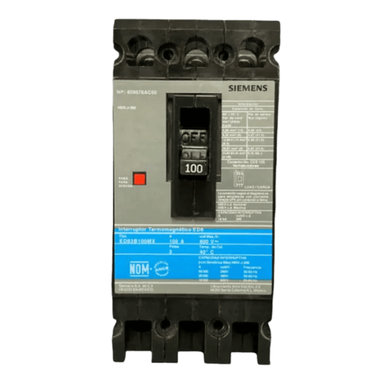 ED63B100MX - Interruptor Termomagnético ED6 600V 3X100A, Sin zapatas principales.