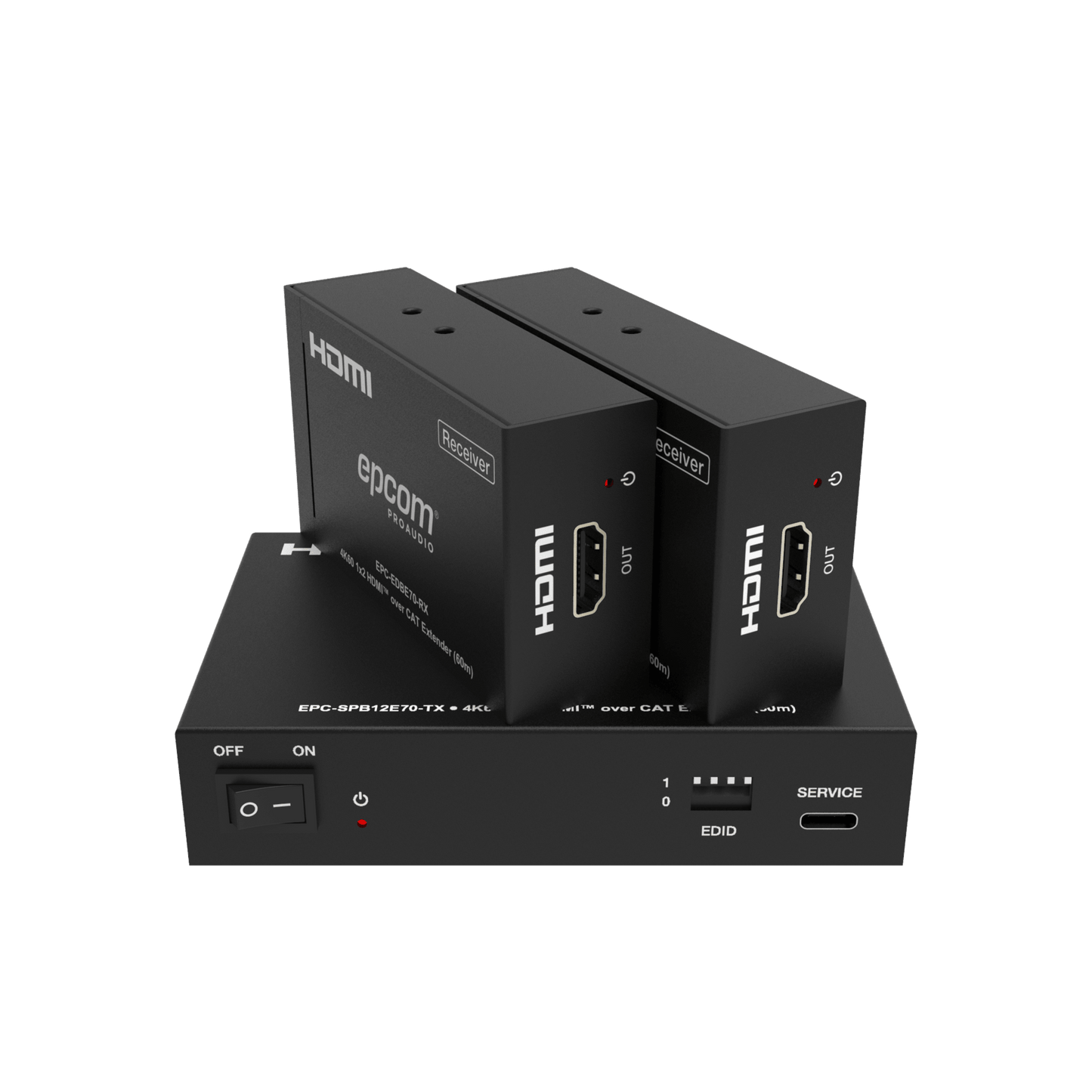 EPC-SPB12E70 - Splitter HDMI 1x2 | 4K@60Hz a 60m | 4K@30Hz a 70m | Cable Cat6 | EDID | HDCP 2.2 | Salida Loop