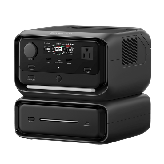 EFR3MAX - EcoFlow River 3 Plus | Estación de Energía Portátil 572Wh Litio LFP / 4 AC 800W (Max. 1600W) / 1 USB-C 100W / 3 USB -A 12W / Cargador de Coche 10A, 126W Max. / Conectividad WiFi y Bluetooth (App) / Carga Solar 220W Max.
