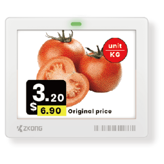 ZKC42B - Etiqueta Electrónica de Estante ESL 4.2 Pulgadas / Pantalla EPD Matriz de Puntos 400x300 píxeles / 4 Colores (Negro, Blanco, Rojo, Amarillo) / BLE 5.1 con Encriptación AES-128 / Batería 5 Años / NFC Opcional / Cloud Mana