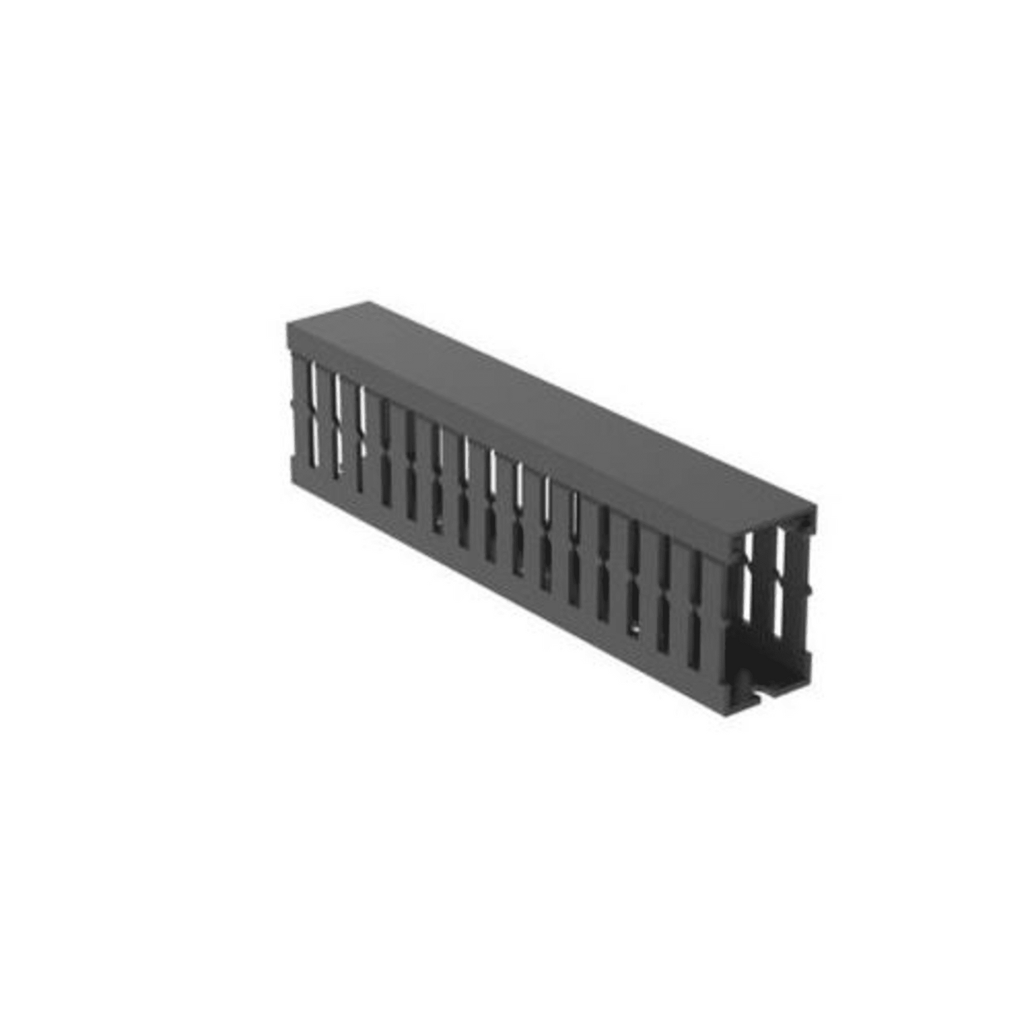 FC1X2LG2 - Canaleta Ranurada de PVC con Tapa, Tipo F, 32 mm de Ancho, 53.8 mm de Alto y 2 m de Largo, Color Gris