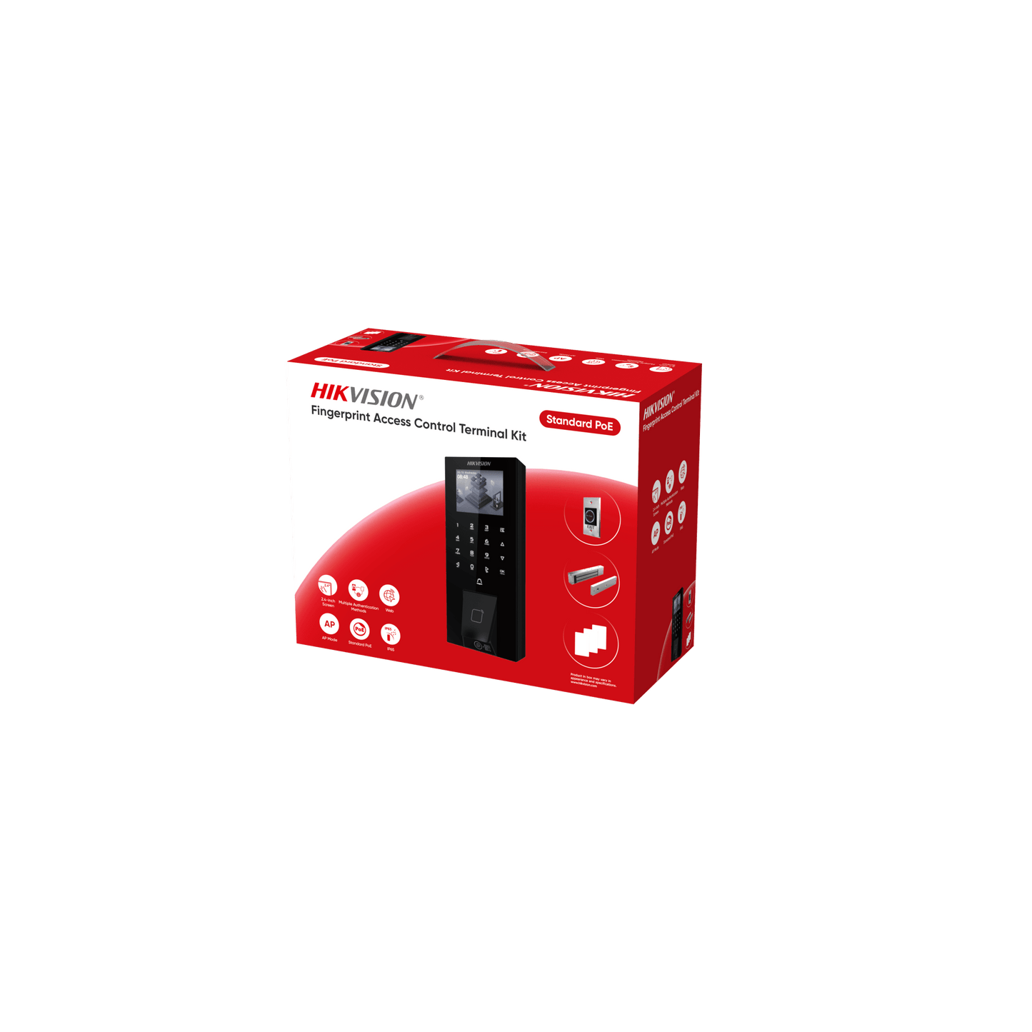 DS-KAS807 - Kit Terminal Control Acceso Biométrico DS-KAS807 / Reconocimiento Facial y Huella Digital / 2.4" LCD / 5000 Huellas + 5000 Tarjetas / IP65 / Wi-Fi + PoE / Cerradura Magnética 272 kg / Botón Touchless