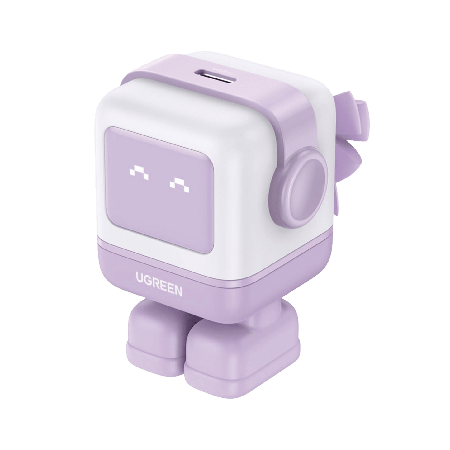 25036B - Cargador Mini GaNRobot 30W serie UNO | 1 USB-C de Carga Rápida | Tecnología GaN II | Multiprotocolo PD/QC/SCP/FCA | Carga Inteligente | Pantalla LED | Zapato Magnético Extraíble | Thermal Guard | Color Lila.