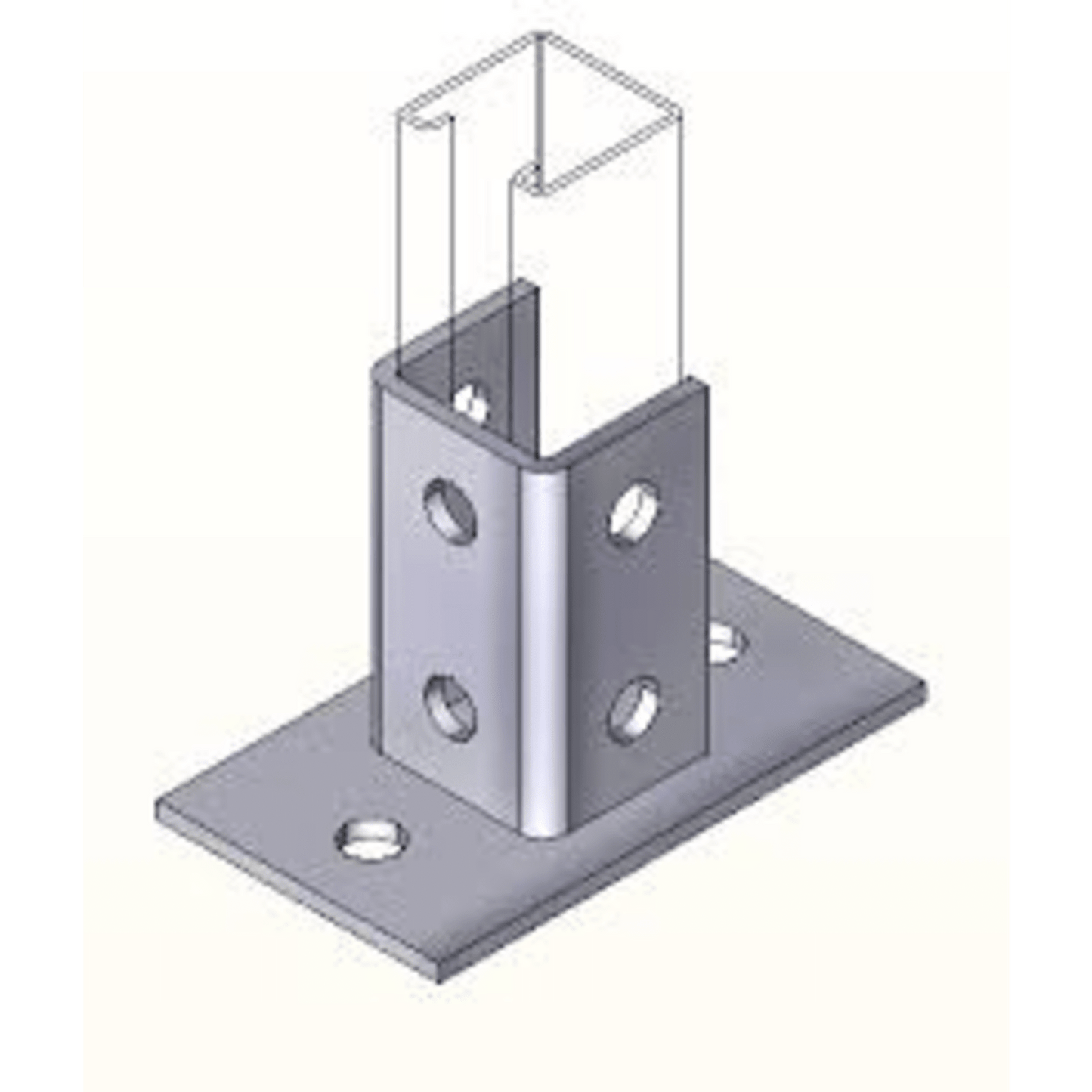 ANC-HN01 - Base Cuadrada con 4 Perforaciones para Perfil Sencillo.