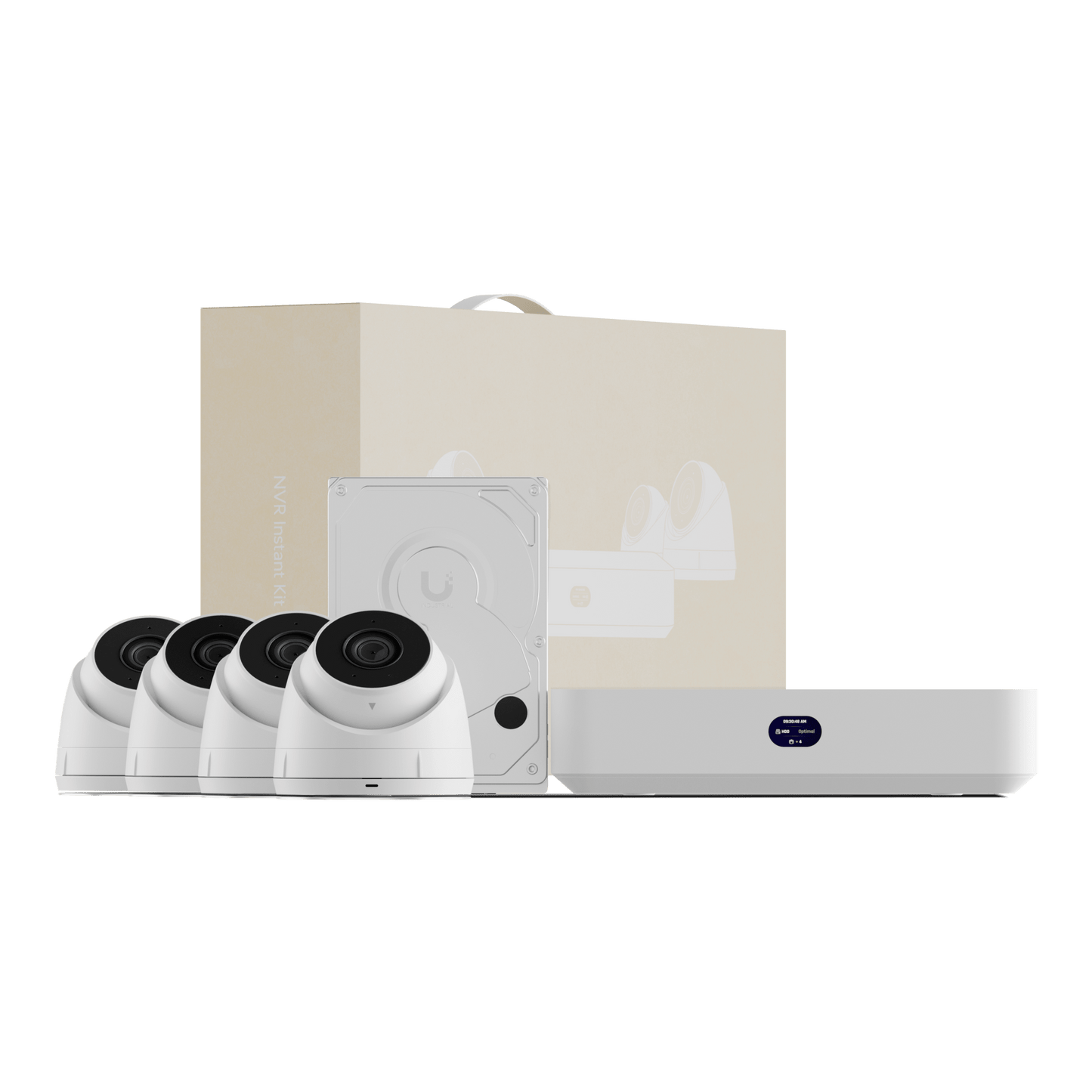 UNVR-INSTANT-KIT - UniFi Protect UNVR Instant Kit – Solución Todo en Uno con NVR Instant, 4 Cámaras G5 Turret Ultra y Disco Duro de 1 TB para una Configuración Rápida y Sencilla