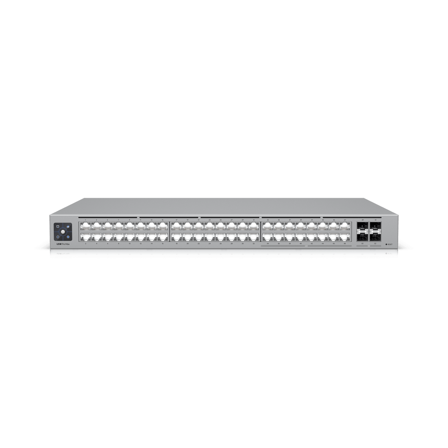 USW-PRO-MAX-48 - UniFi Switch Pro Max 48 – Switch Capa 3 con 48 Puertos (16 × 2.5 GbE y 32 × 1 GbE), 4 Puertos SFP+ 10G y Pantalla Informativa Integrada