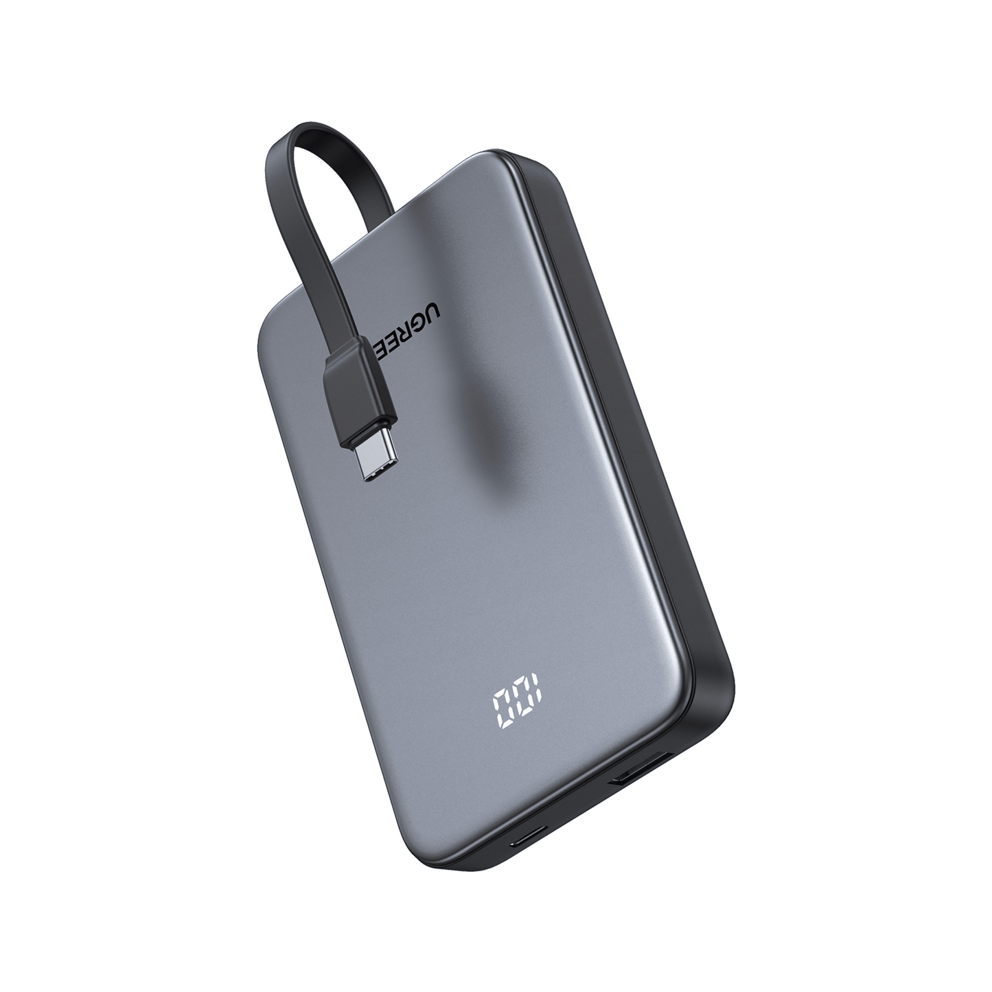 75161B - Power Bank 10000mAh con Cable Integrado 20W / Puerto USB-C PD3.0 PPS / Puerto USB-A SCP 22.5W / Batería Polímero Litio / Protecciones Múltiples / Indicador Digital / Material V-0