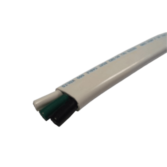 Cable Marino Cobra 14/3 Triplex / 500 Pies (152.4 m) / Calibre 14 / Negro, Blanco y Verde / Chaqueta Blanca Retardante de Llama / Clase K Cobre Estañado / 600V / 105°C Seco y 75°C Húmedo / Cumple UL 1426, UL Listed BC-5W2, ABYC y US