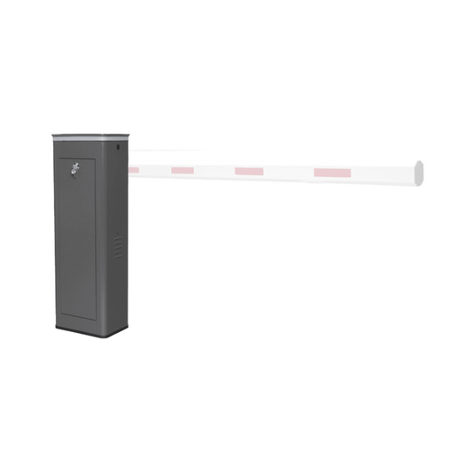 XBS-5003-R - Barrera Vehicular Derecha / Soporta Brazo de Hasta 5.5 m / Final de Carrera Ajustable Por Programación / Movimiento fluido / Diseño Elegante Color Gris / Con Corona Led Semaforizada