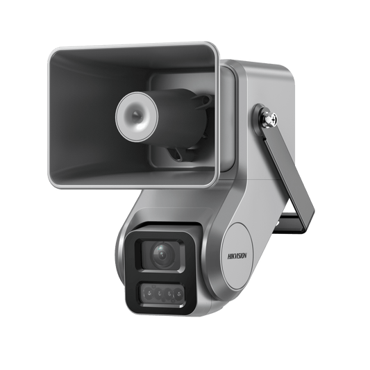 DS-QACAM07G1-4LIZSU - Cámara IP 4 Megapixel + Bocina IP Integrada / Lente Motorizado 2.8 a 12 mm / 7 Watts de Potencia / Exterior IP67 / PoE / Metal / Dual Light  / Hik-Connect / Ideal para Almacenes o Bodegas y Zonas Aisladas